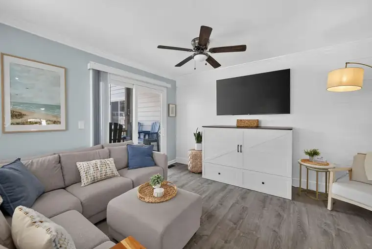 Living room seating and television