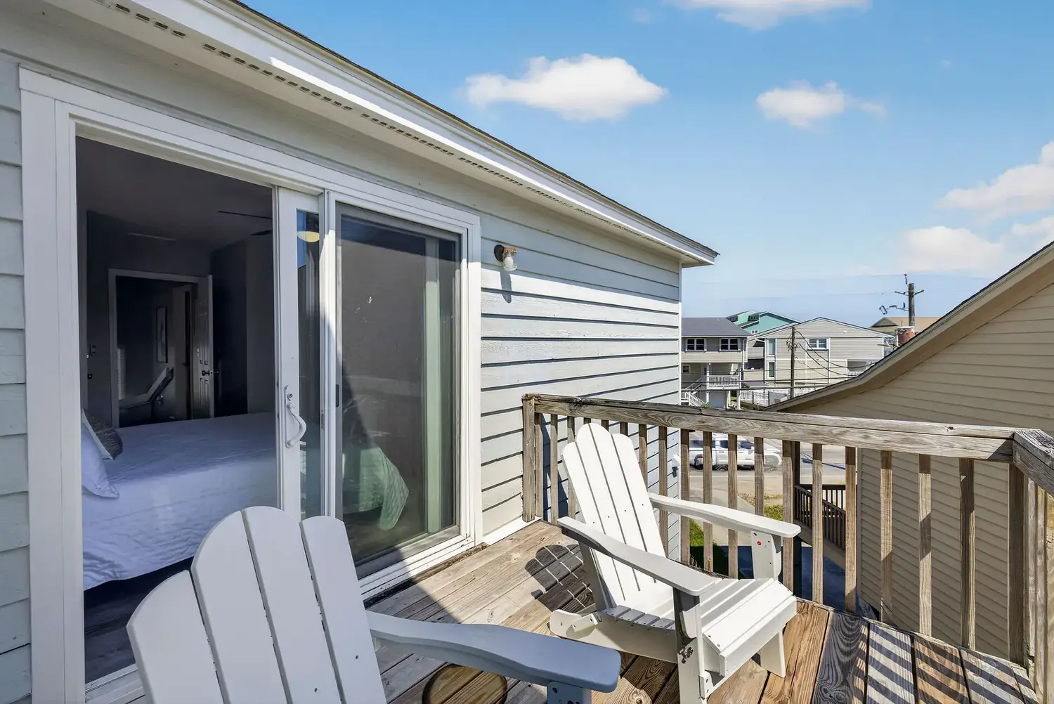 Private upstairs balcony off the primary bedroom
